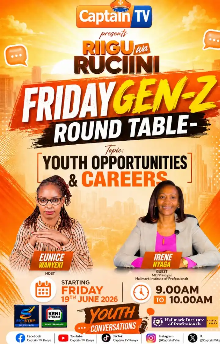 Irene Nyaga Elijah on Captain TV Gen-Z Round Table discussing youth careers